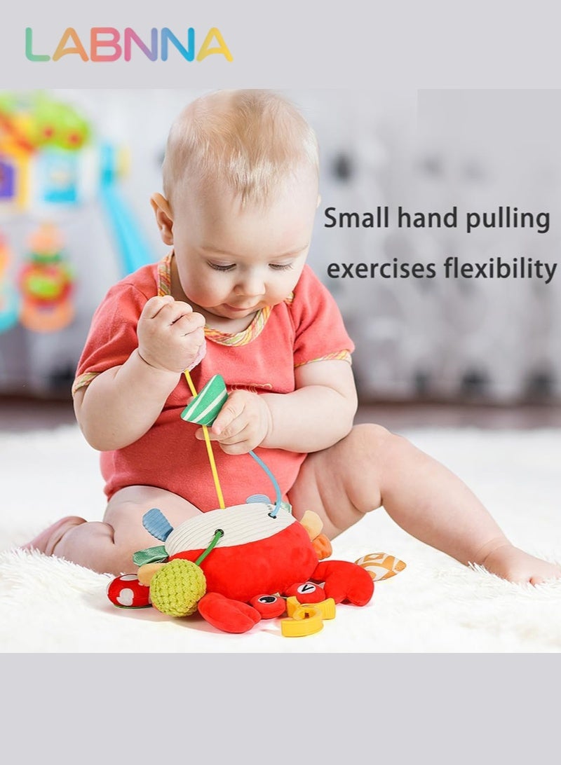 LABNNA Car Seat Toys for Babies 0–12 Months,Hanging Baby Activity Toy for Car Seat, Stroller, Crib Gym Infant Plush Rattle with Mirror, Crinkle, Clip-On for Boys Girls Tummy Time - Image 3